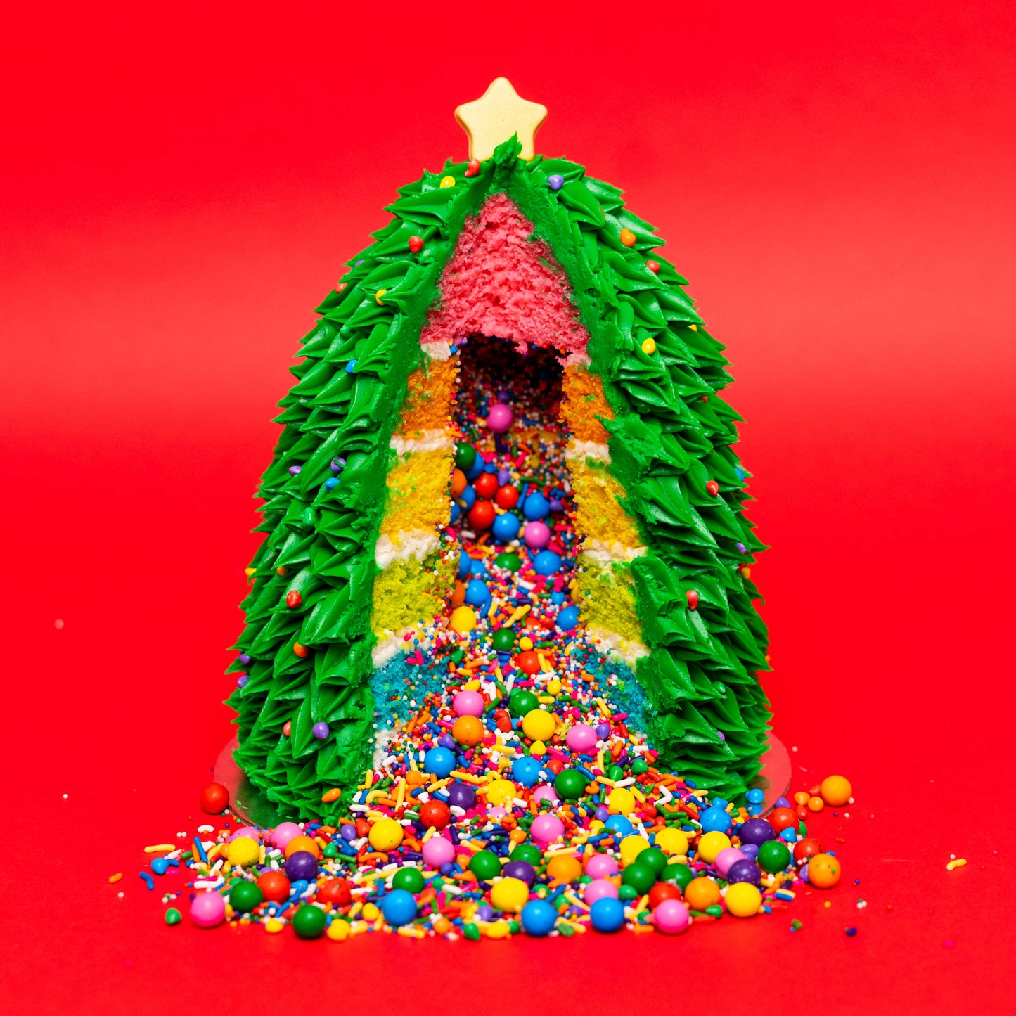 Holiday Tree Cake- Rainbow Explosion
