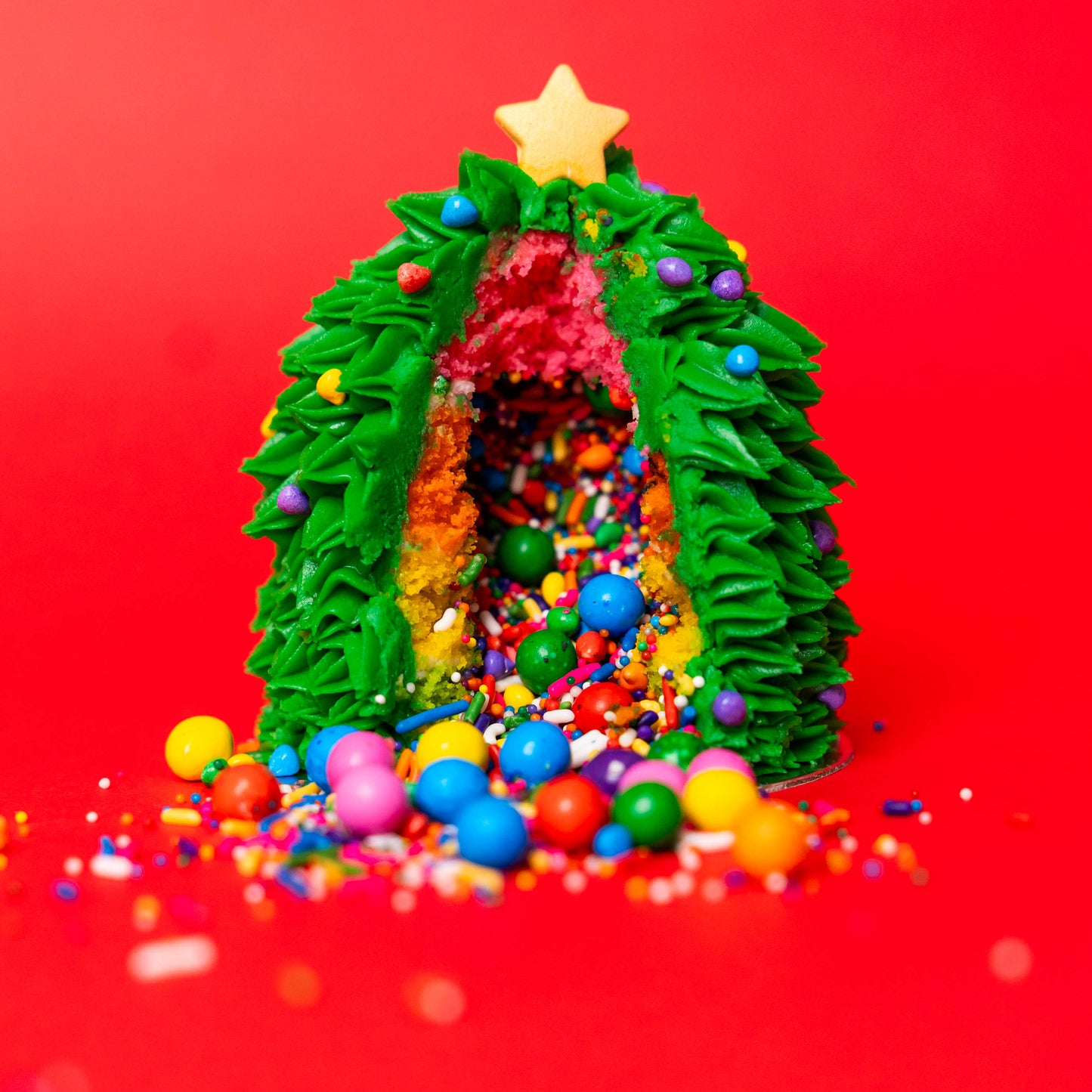 Mini Holiday Tree Cake- Rainbow Explosion