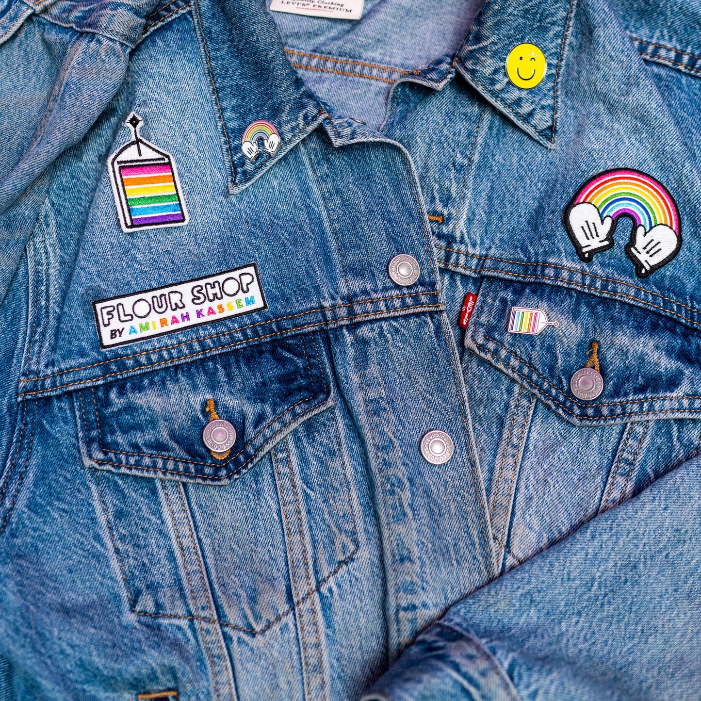 Denim Jacket with Flour Shop Patches