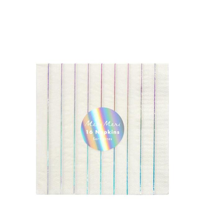 Silver Holographic Stripe Large Napkins