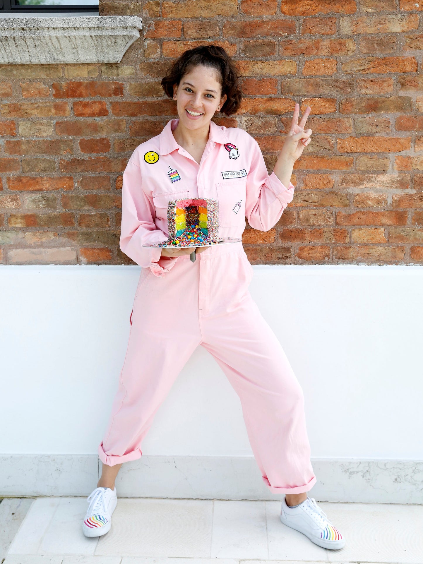 Flour Shop Pink Jumpsuit with Patches