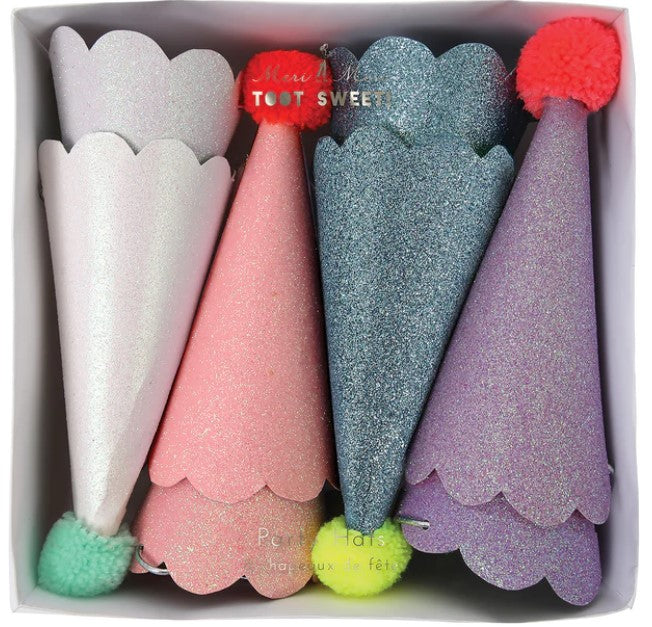 Glitter Pompom Party Hats