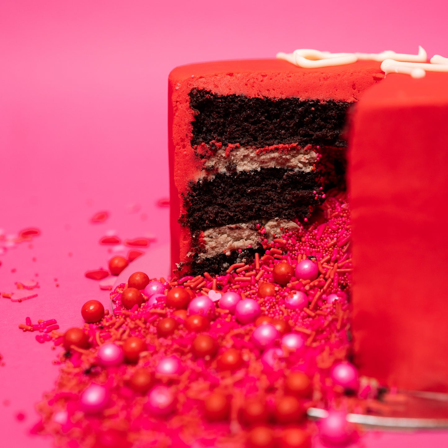 Conversation Heart Explosion®  Cake- Chocolate