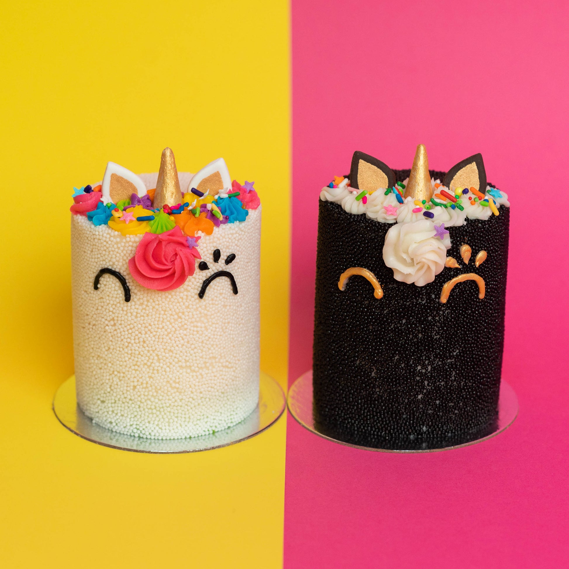 Mini Cara the Unicorn Explosion Cake in Rainbow Vanilla and Cookies n Cream 