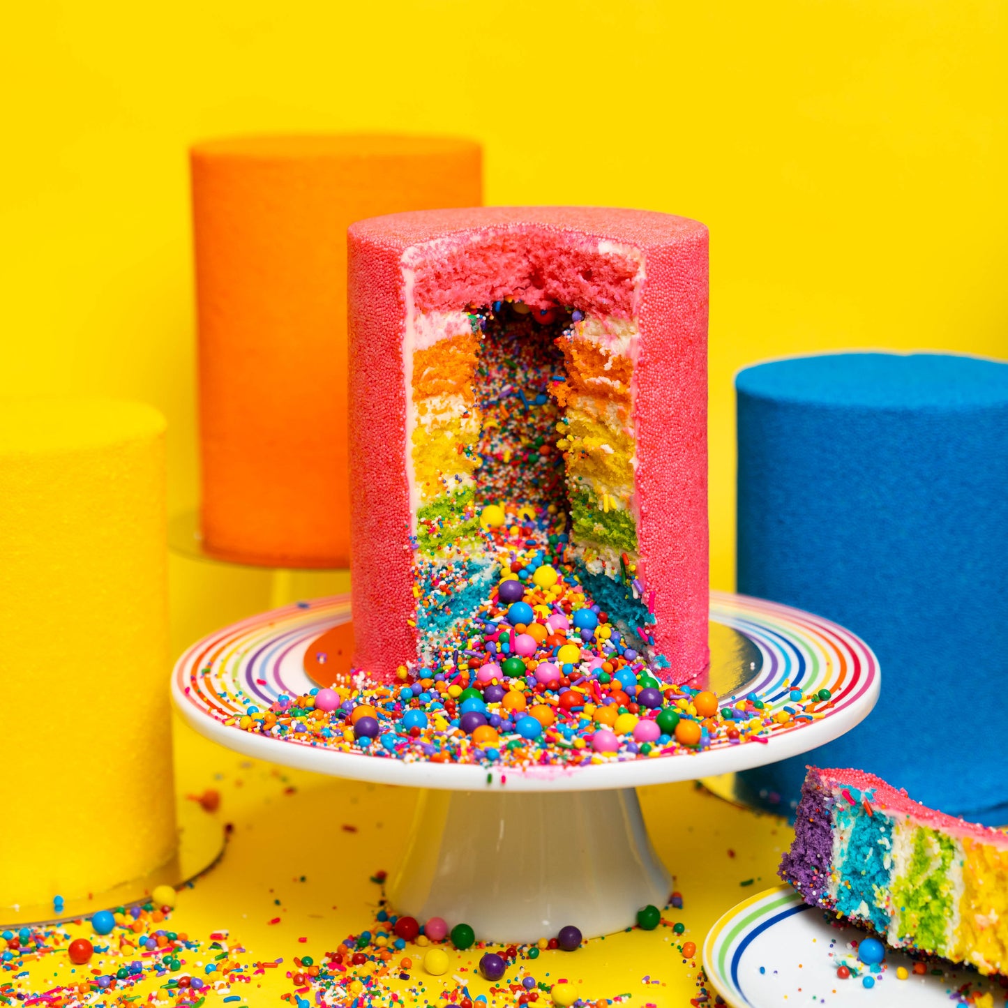 Midi Rainbow Explosion Cake- Pink Outside