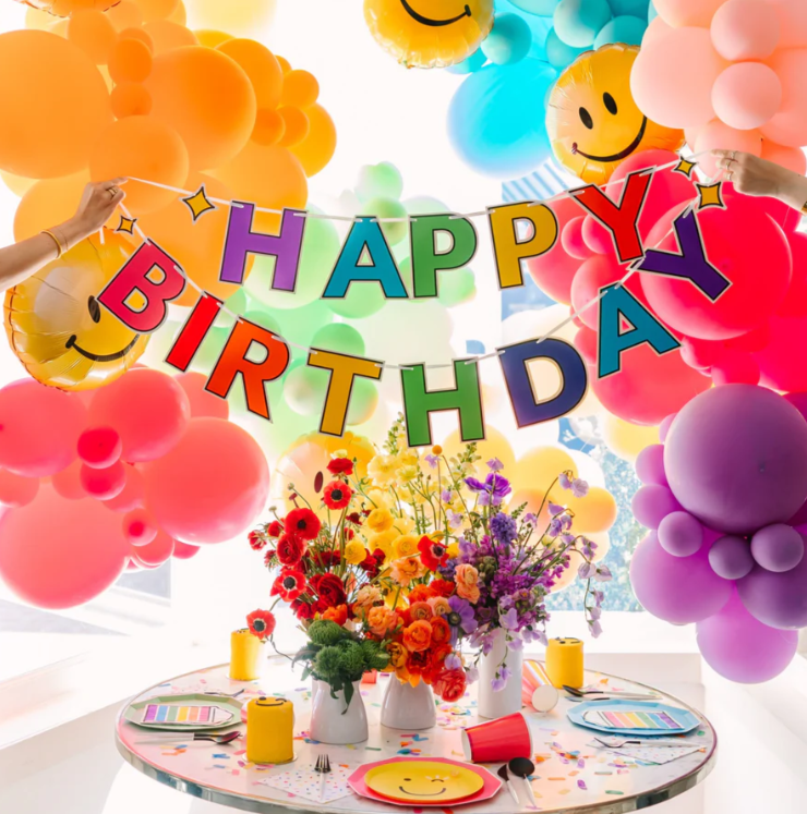 Sprinkles & Smiles Rainbow Happy Birthday Banner