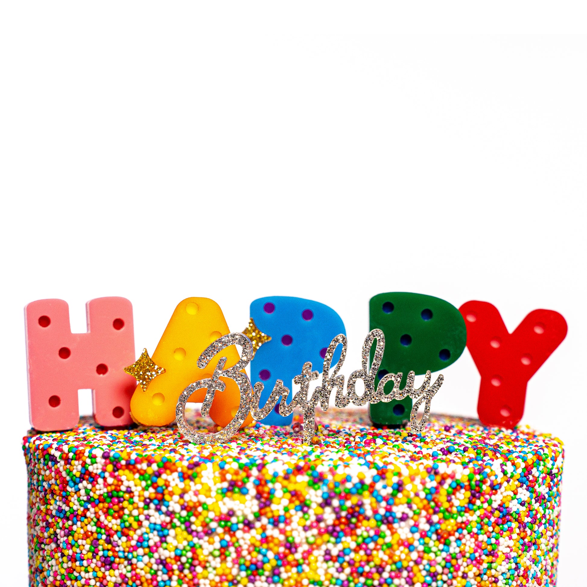 Happy Birthday Cake Topper- Multicolor
