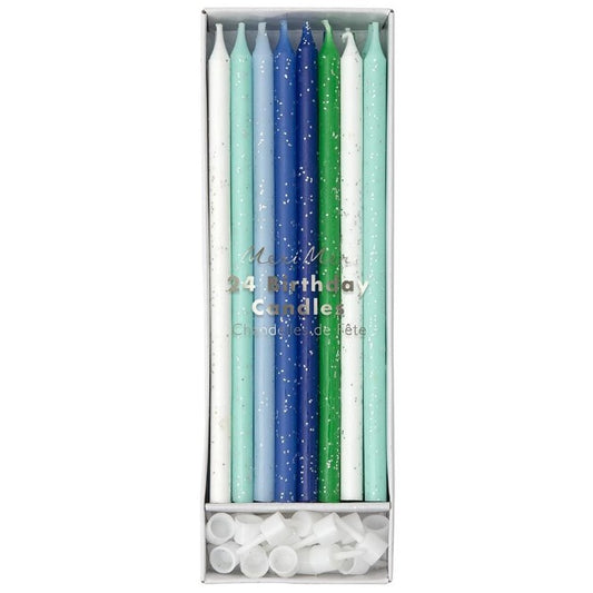 Blue and Green Candles 24 pack 