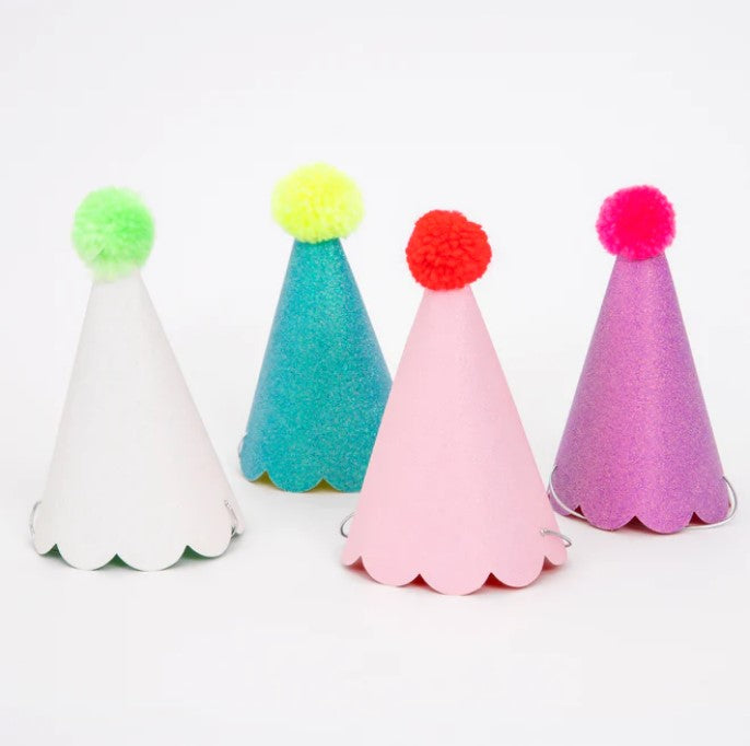 Glitter Pompom Party Hats