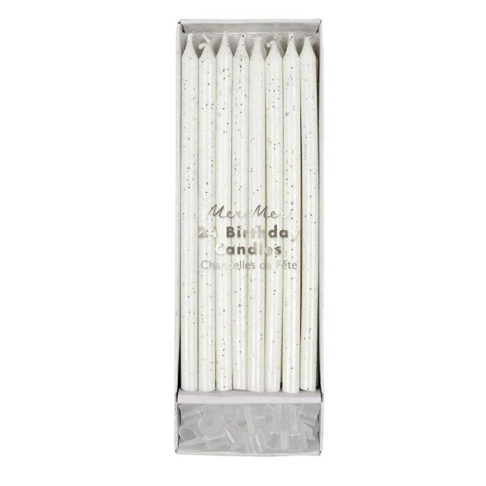 Silver Glitter Candles- Pack of 24
