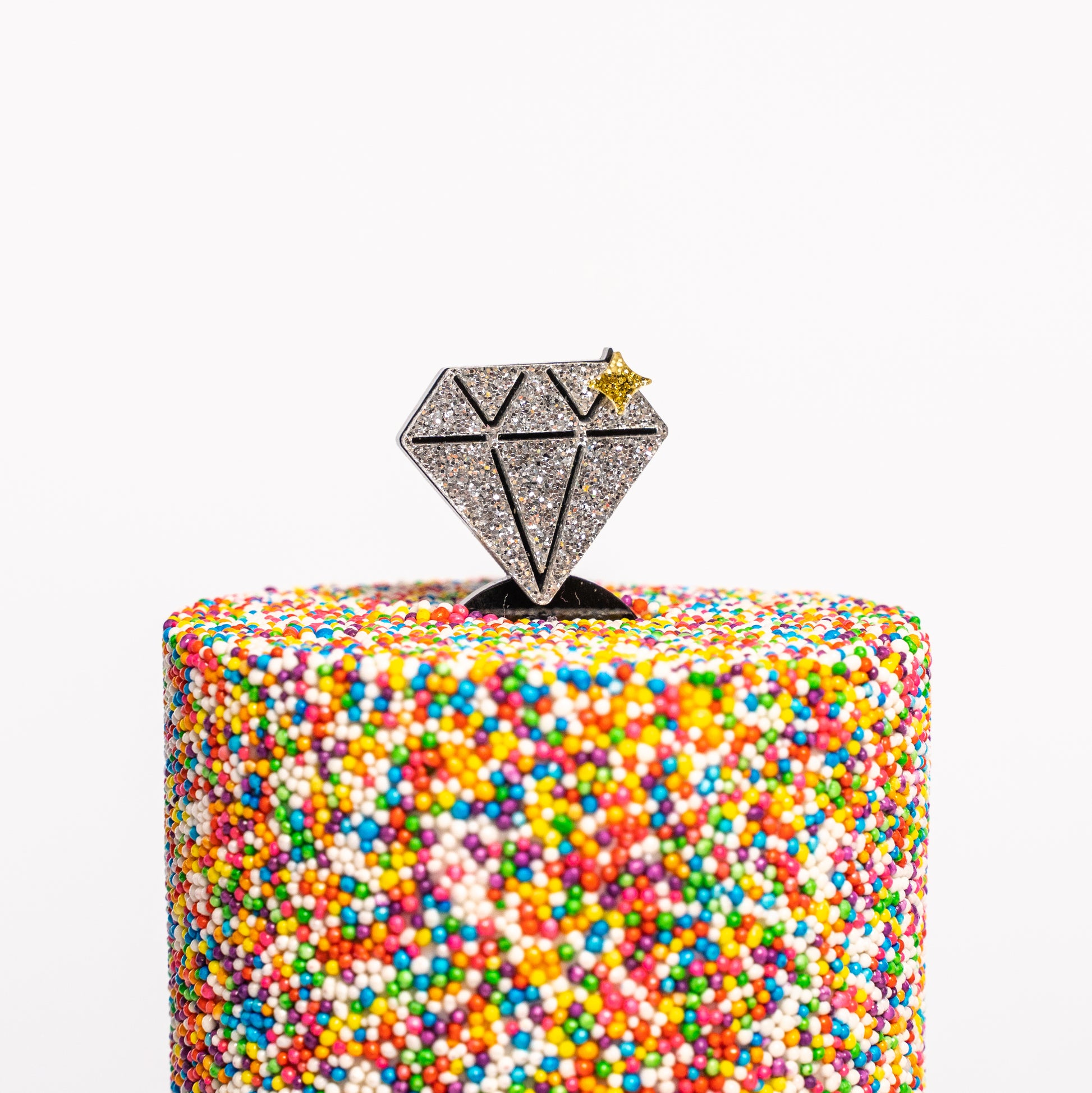 Silver Diamond Cake Topper Ring